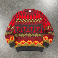 O1 90s Vintage Modigliani Multicolor 3D Sweater  マルチカラー クレイジーパターン 3D ニット セーター 幾何学 デザイン ヴィンテージ ビンテージ L