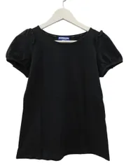 バーバリーブルーレーベル BURBERRY BLUE LABEL Tシャツ 半袖 カットソー フリル パフスリーブ ブラック 黒 綿 コットン 38 M トップス