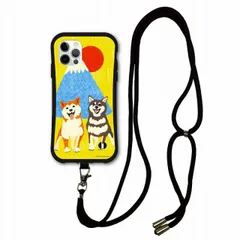 [iPhone14 Pro Max] iPhone15 i-coronケース スマホショルダー付 アニマル柄 動物 アイフォン 14 Plus 14 Pro 12 11 XR XS ショルダーストラップ 斜め掛け スマホケース 富士山と柴犬 イヌ ワンコ