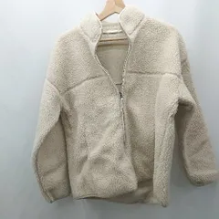 ◇ GU ジーユー フロントジップ　モコモコ　冬向け　アウトドア 長袖 ボアジャケット サイズM アイボリー系 レディース E  【1505290014670】