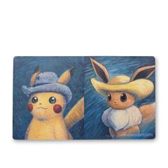 【新品】 ポケモンセンター:ポケモンセンター × ゴッホ美術館:ヴィンセントの自画像にインスパイアされたピカチュウ&イーブイ プレイマット 1