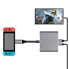【中古】【非常に良い】Nintendo Switch Type-C to HDMI変換アダプタ 3in1 ニンテンドー スイッチドック 代わり品 熱対策 映像変換 4K解像度 スイッチ ドックセット HDM