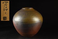 吉本正 備前花器 大作 32cm 共箱(四方桟盛蓋) 共布 栞 LY2 - メルカリ