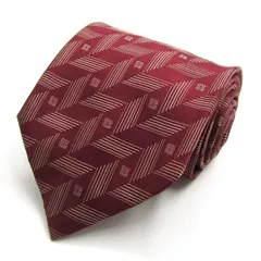 ジバンシィ ブランドネクタイ ロゴ ストライプ柄 小紋柄 シルク イタリア製 PO メンズ ワインレッド GIVENCHY 【中古】