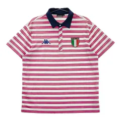 サイズ：LL KAPPA GOLF カッパゴルフ  半袖ポロシャツ ボーダー柄 ピンク系 [240101382449]# ゴルフウェア メンズ ストスト