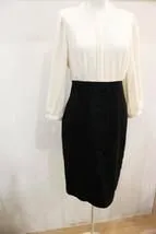 ☆MAITRESSE/メトリーゼ フォーマルワンピース size38(Mサイズ相当) アイボリー 黒 レースワンピ クラシカル 古着 used☆