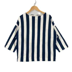 美品 BEAUTY&YOUTH ビューティ&ユース ボートネックボーダーロングTシャツ ボーダー 春夏 SS カットソー コットン ネイビー レディース【古着】【中古】【送料無料】