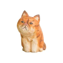 かわいい木彫りの猫 その6 木彫彫刻・木製工芸品・置物