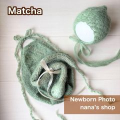 抹茶♪透かし編みヘビ帽子&編みロンパース&あみぐるみ ニューボーンフォト撮影衣装