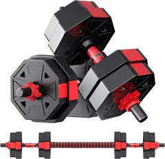 ダンベル 可変式【3in1】5kg×2 バーベルにもなる ダンベル 無臭素材 静音