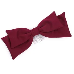 髪飾り リボン 卒業式 袴 赤紫 臙脂 ワインレッド コーム 大きめ 大人可愛い レトロ 大正ロマン 粋 日本製 お洒落 成人式 振袖 No.9-5217