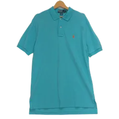 90's/90年代 Polo by Ralph Lauren/ポロバイラルフローレン ポニー刺繡 半袖 ポロシャツ ワンポイント刺繡 オーバーサイズ ビッグシルエット SRILANKA製 メンズ L ブルー/スカイブルー