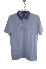 【美品】PUMA GOLF(プーマゴルフ) ポロシャツ 白 襟グレー メンズ US S ゴルフ用品 2410-0425 中古