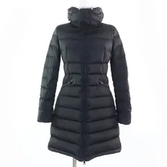 美品☆MONCLER モンクレール FLAMMETTE フラメッテ ロゴワッペン・フード付 ZIP UP ダウンコート ブラック 0 正規品 レディース