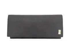 【ほぼ未使用】DUNHILL ダンヒル PLAIN 二つ折り 長財布 メンズ レザー ブラック 保証書付 プレーン 3.6万