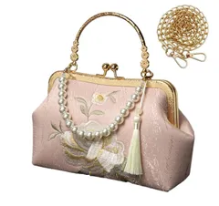 [Electric Circus] パーティーバッグ ハンドバッグ 3way がま口 花刺繍 フォーマル バッグ クラッチバッグ 結婚式バッグ レディース (ピンク) かっこいい かわいい おしゃれ プレゼント 大人 女性 人気 パーティー ばっぐ [ピンク]
