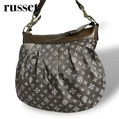 【良品】russet ラシット ショルダーバッグ レディース ナイロン レザー モノグラム 総柄 斜め掛け グレー 5095