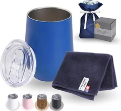 ForeverFlowers 贈り物上手が選ぶギフト ハンカチ タンブラー 今治タオル プレゼント 父の日 母の日 退職祝い 送別品 誕生日 転勤(青xネイビー)