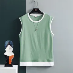 ☆ グリーン ☆ XL ☆ タンクトップ メンズ 綿100％ タンクトップ メンズ 綿 コットン 袖無し ノースリーブ おしゃれ 夏 トレーニング 筋トレ オシャレ メンズファッション カジュアル シンプル 袖なし ジム スポーツ 運動 ランニング