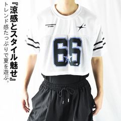フットボール Tシャツ シャツ メッシュ ホッケーシャツ メンズ レディース クロップド丈 ショート丈 フットボールシャツ プリントtシャツ ナンバリング ゲームシャツ 半袖 薄手 透け感 クルーネック ドロップショルダー ジャージ かっこいい 夏 夏服
