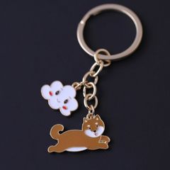 柴犬 雲 キーホルダー キーリング 鍵 犬 ドッグ いぬ イヌ 秋田犬 アニマル