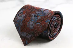 ミラショーン ブランド ネクタイ ロゴ 総柄 ペイズリー 花柄 シルク イタリア製 PO メンズ ブラウン mila schon 【中古】