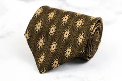 アレクサンダージュリアン ブランド ネクタイ 総柄 ドット 幾何学模様 シルク 日本製 PO  メンズ カーキ Alexander Julian 【中古】