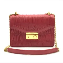 良品 PRADA プラダ チェーン ショルダー バッグ ナッパ レザー レッド レディース k2762