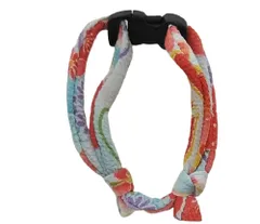 特価商品 【 首輪処 】犬用首輪 猫用首輪 パピー チョーカーセーフティバックル 鈴なし やわらかい生地で首や被毛に負担がかからない（サイズ調整可）京都のちりめん生地 和風モダン おしゃれ かわいい (四つ葉グリーン)