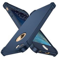 【大人気】ORETECH iPhone 5/5s/SEケースと互換性があります 2016 iPhone SE第1世代、2x強化ガラススクリーンプロテクター超薄型耐衝撃性アンチスクラッチハードPCシリコンTPUケース付き iPhone SE 2016 用(ブルー
