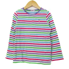 ミキハウス 長袖Ｔシャツ トップス ボーダー柄 日本製 キッズ 女の子用 120サイズ ホワイト MIKIHOUSE 【中古】