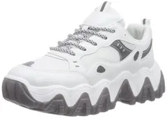 25.0 cm 2E_ホワイト [ラブハンター] スニーカー 厚底スニーカー ダッドスニーカー レースアップシューズ 6cmヒール ウェーブソール スポーツ 1567 レディース ホワイト 25.0 cm 2E