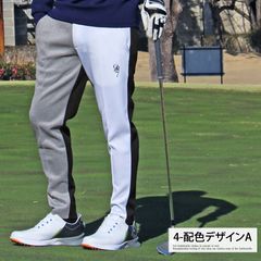 GIORNO SEVEN Men's Golf Pants, Color-Scheme Switching, Stretch, Center Seam, 3D Logo, Elastic Waist, Slim Fit, Easy-Duty Pants, Spring/Summer, Fall/Winter, 4-Color Scheme Design A