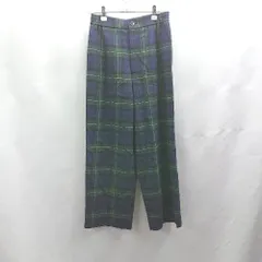 ◇ ⊇ MACPHEE マカフィー ウエストゴム チェック柄 ワイドパンツ サイズ34 ネイビー レディース E  【1503310008005】