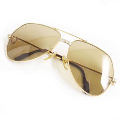 美品▼Cartier カルティエ サントス ティアドロップ ロゴ金具 メガネ/アイウェア 度入り ゴールド×ボルドー 56□16 135 フランス製