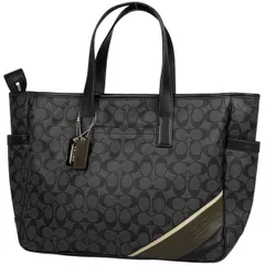 コーチ COACH シグネチャー トートバッグ ロゴ ヘリテージ トートバッグ コーティングキャンバス ブラック 70395 メンズ 【中古】