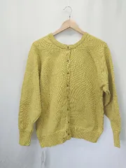 ◇ ⊇ ◎ ●未使用● classicalelf タグ付き シンプル 無地 長袖 ニット カーディガン サイズL イエロー系 レディース E  【1411070014405】