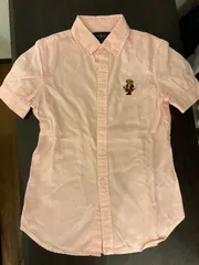 《クーポン配布中》【10(140サイズ相当)】ラルフローレン 半袖シャツ ピンク ポロベア ポロプレイヤー 刺繍入【Ralph Lauren】
