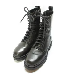 美品 FABIO RUSCONI ファビオルスコーニ レザー レースアップ ショートブーツ 36 23～23.5cm相当 ブラック レディース 古着 中古 USED