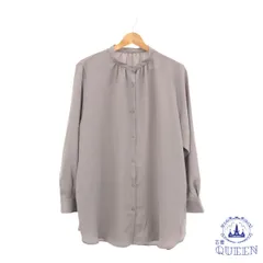 ☆美品☆ GU ジーユー トップス ブラウス クルーネック ボタン シンプル おしゃれ 綺麗め 長袖 大きいサイズ レディース ピンクベージュ L 901-13269 送料無料 古着