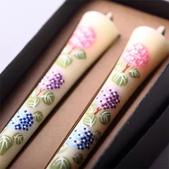 【10cm】四季の花ろうそく 2本入【あじさい】 ／ 全19種 紫陽花 手描き 越後 新潟県 蝋燭 和柄 絵ろうそく 小池ろうそく店【メール便】