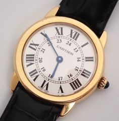 美品 Cartier(カルティエ) ロンドソロ W6700355 YG/SS/革 QZ クォーツ ベルト社外 3612 イエローゴールド レザーベルト レディース 腕時計のサムネイル