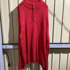 479 CHAPS ハーフジップニット レッド XL チャップス ワンポイント 刺繍ロゴ 古着卸 アメリカ仕入