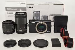 【特上品】 Canon キヤノン EOS M100 ダブルズームキット ブラック EOSM100BK-WZK　#8283