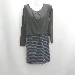 ◇ ⊂ INDEX インデックス ストライプ 長袖 ひざ上 ワンピース サイズM ネイビー系 レディース E  【1502030011241】