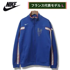 ナイキ フランス代表 トラックジャケット L 相当(表記M) ブルー 00s  2007年製 NIKE ロゴ刺繍 スウッシュ フランス代表モデル オーバーサイズ 刺繍ロゴ スポーツミックス ストリート Y2K ジャージ スポーツウェア 古着 F214