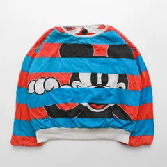 90's 90年代 ミッキーマウス ディズニー Disney スウェットトレーナー リバーシブル 染み込み プリント 総柄 古着【UR-0262】