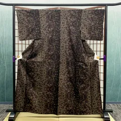 【美品】 着物 大島紬 大島 袷 泥染め 茶 蝶々 女性用 sm-kimono3