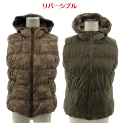 ローズバッド ROSE BUD ダウンベスト ダウン90％ フーディー リバーシブル カモフラージュ 迷彩柄 ブラウン 茶 カーキ Fのサムネイル