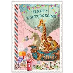 ポストカード  ドイツ 製   ポストクロッシング   Happy Postcrossing　グリーティングカード   絵はがき 雑貨 小物  ユニコーン  キリン  パタパタ民族